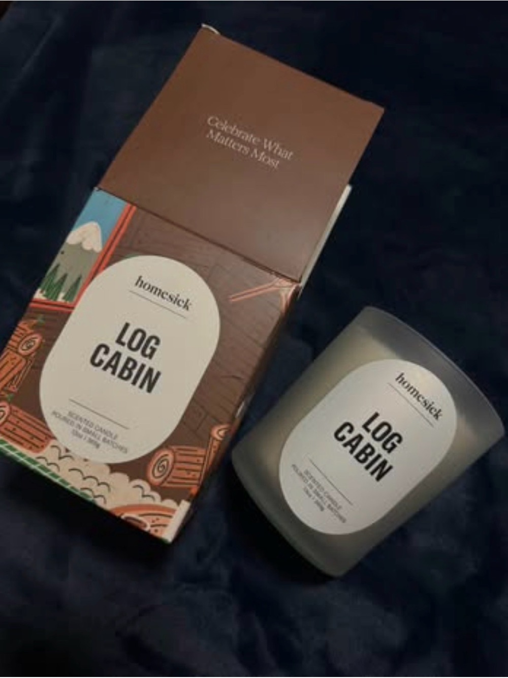 Homesick Log Cabin Scented Candle - Gray Jar